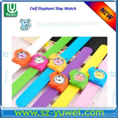 Silicone Slap Bracelet with calf Elephant case Watch for Kids